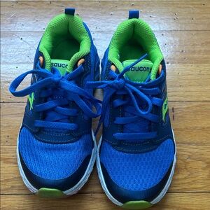 Saucony Kids Vibrant Blue and Neon Green Sneakers